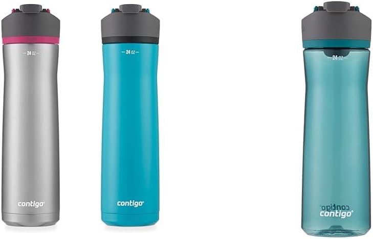 Contigo Cortland Chill 2.0 Stainless Steel Vacuum-Insulated Water Bottle with Spill-Proof Lid, Keeps Drinks Hot or Cold & Cortland Spill-Proof Water Bottle, BPA-Free Plastic Water Bottle