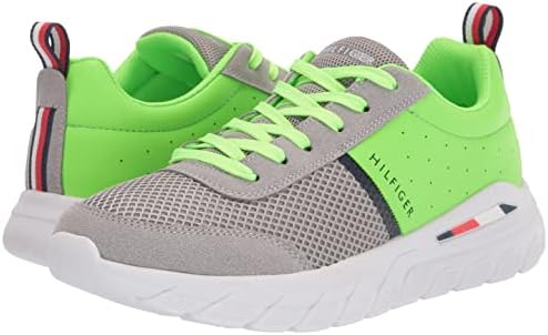 Tommy Hilfiger Men's NUMLY Sneaker, Light Grey/Lime Green, 11 | Image 6