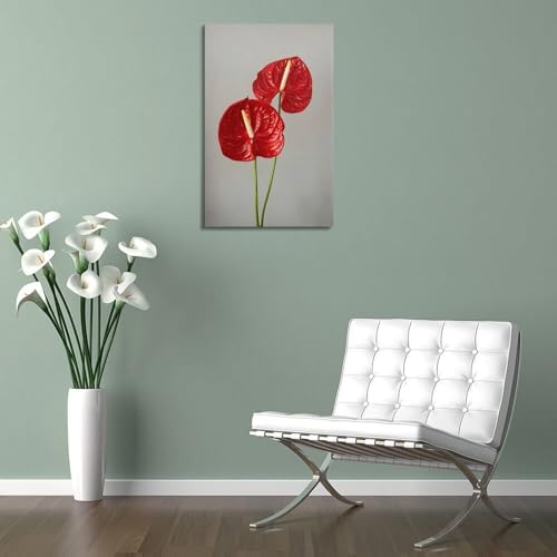 Poster végétal haut de gamme deux anthuriums rouges ZHOUKEG 50x75