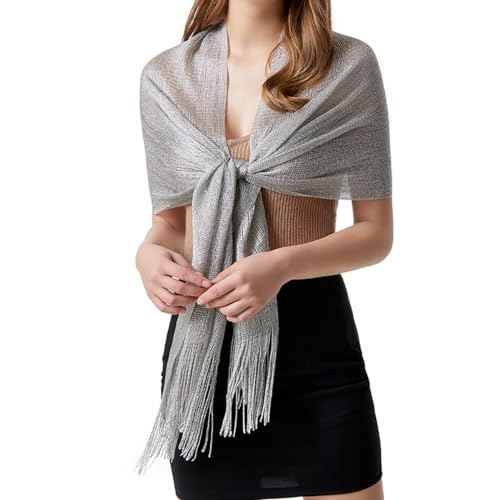 YOUR SMILE Women Shawls and Wraps for Evening Dresses Sparkling Metallic Scarf for Weddings Party