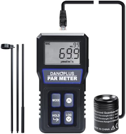 PAR Meter for Reef Tank Waterproof PAR Meter Aquarium IP68 Quantum Sensor PPFD Meter Data Logger, Full-Spectrum Quantum PAR Meter with 79" Cable and 37" Solid Telescopic Pole Included