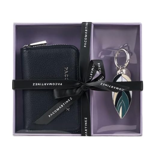 PACO MARTINEZ Set de Regalo para Mujer, Caja Regalo con Cartera Billetero para Mujer Color Negro y Llavero a Juego, Idea de Regalo de Cumpleaños, Aniversario o Navidad