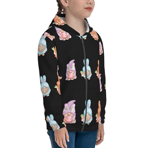 Happy Easter Gnomes Kids Pullover Hoodies Boys Zip Up Sweatshirts Girls Athletic Clothes with Pocket4