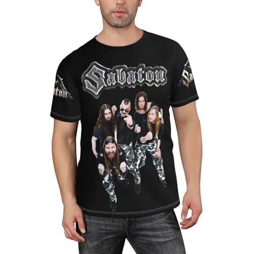 Photo de T-Shirt pour Homme du Groupe Sa*Baton en métal, Style Hip Hop, Manches Courtes,Tee Noir, Taille X-Large
