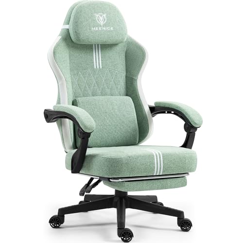 Gaming Chair with Footrest and Pocket Spring Cushion,Big and tall Fabric game chair with Cooling Gel and Massage Lumbar,Adjustable High Back Ergonomic Computer Chair for Adults-Supports up to 300LBS