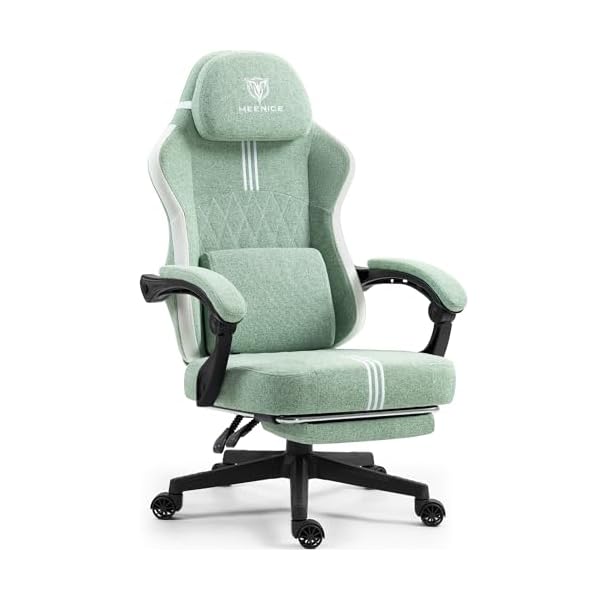 Gaming Chair with Footrest and Pocket Spring Cushion,Big and tall Fabric game chair with Cooling Gel and Massage Lumbar,Adjustable High Back Ergonomic Computer Chair for Adults-Supports up to 300LBS