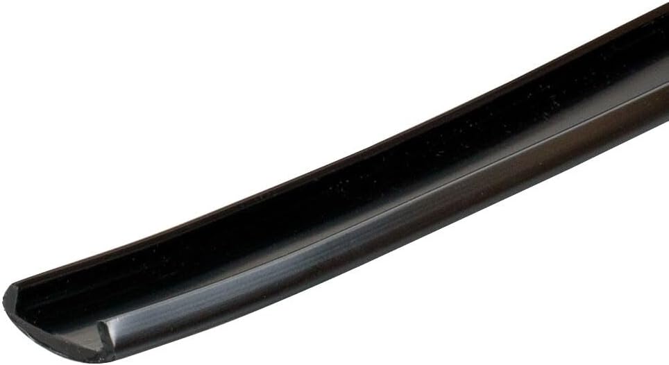 Outwater Plastics 1/2'' Flexible PVC U Channel Moulding | High-Gloss Black Furniture Edging | 25 Foot Coil