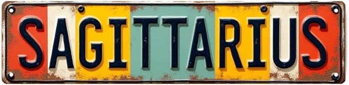 Sagittarius Tin Sign - 16x4 Inches Zodiac Decor for Wall, Suitable for Bedroom, Living Room, Office | unique wall decor, vintage decor for home, funny room decor