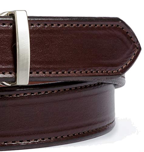 Dark Brown Dress Belt, Single Stitching, 100% Bridle Leather, 1-3/8" Wide, Square Buckle, Amish Made in Lancaster PA3