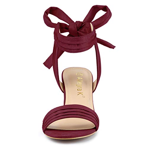 Image of Allegra K Women's Open Toe Ankle Tie Back Block Heels Sandals