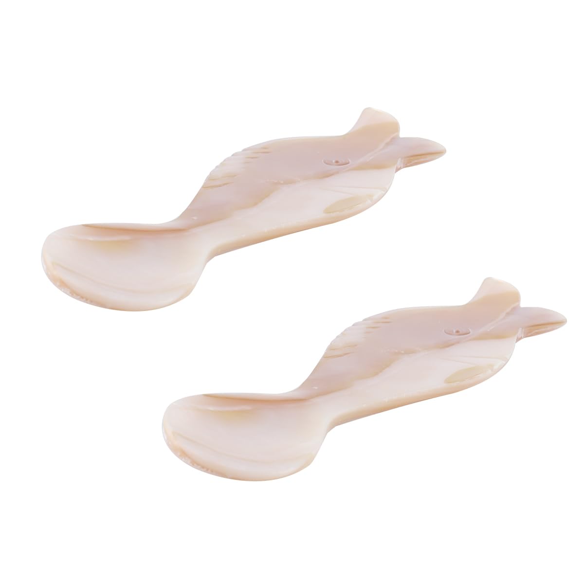 WANGCL Confezione da 2 cucchiai da caviale in madreperla fatti a mano – Manico rotondo color caffè (9x2,4 cm) per servire le uova di caviale