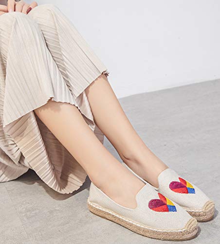 Image of Women's Casual Flat Cap-Toe Slip on Platform Canvas Espadrilles Smoking Slipper Loafer