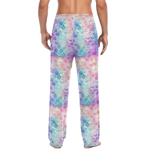 Men's Rainbow Mermaid Pajama Pants with Elastic Waistband | Soft Lounge Sleepwear | Breathable Sleep Pants for Home（543）2