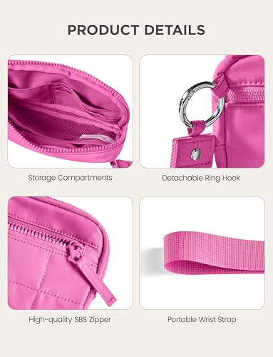 Image of Uselike Womens Wallet Card Holder Purse with Zipper Quilted Phone Wallet RFID Blocking Small Wristlet Wallets for Everyday, Travel (Raspberry Pink)