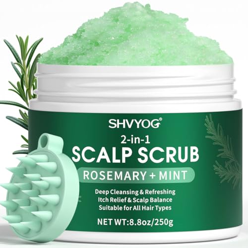 SHVYOG Scalp Scrub, Rosemary Exfoliator Scrub with Peppermint & Sea Salt, Anti-Dandruff Detox...