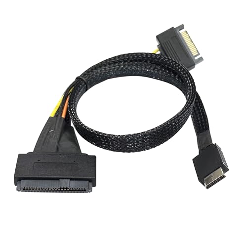 Oculink to U.2 Adapter Cable, SFF-8611 (4i) to SFF-8639 (U.2) PCIe 4.0 x4 NVMe SSD Cable, for PCIe 4.0/3.0 SSD Hard Drive Enclosure, Server, Workstation (80cm)
