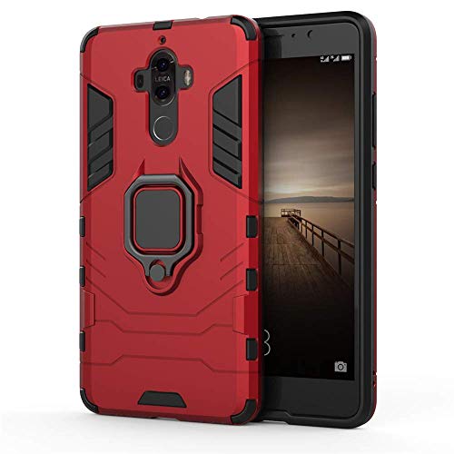 CHcase Huawei Mate 9 Funda, 2in1 Armadura Combinación A Prueba de Choques Heavy Duty Escudo Cáscara Dura PC + TPU Silicona con Soporte Magnetic Car Mount Case Cover para Huawei Mate 9 -Red