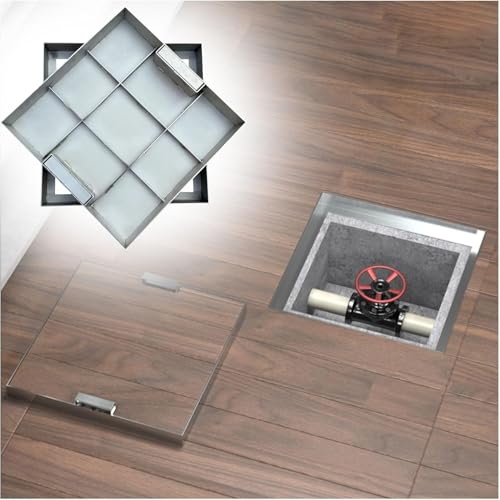 12 20 24 30 36 40 inch Septic Tank Covers, Invisible Manhole Cover, Heavy Duty Stainless Steel Sewage Basin Cover with Retractable Handle, Recessed Driveway Septic Tank Lid for Yard,Pavement(27.6x37.4