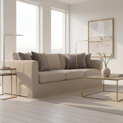 Image of Velvet Throw Pillow Covers 16x16 inch Pack of 2 Gold Decor Gray