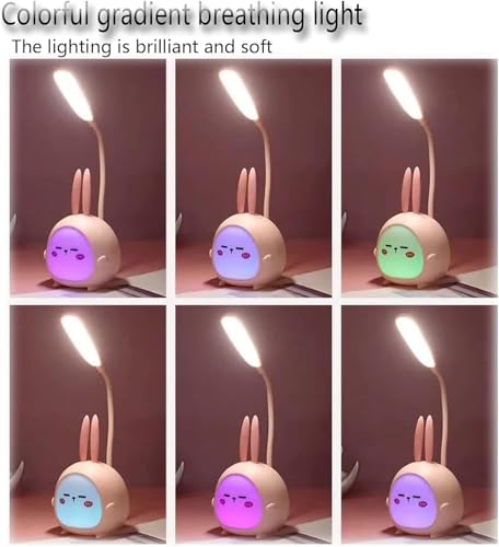 Image of Desk Lamps for Study Table - Rechargeable USB Warm Light LED Children Eye Protection Lamps, Desk Lamp for Work from Home Yellow Color Light (Cute Kids Lamp, Plastic, Pack of 1,Random Colour)