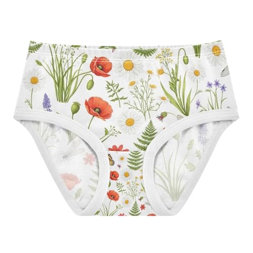 Watercolor Wildflowers Undies for Toddler Girls, Girls Cotton Underwear, 2T–8 Years