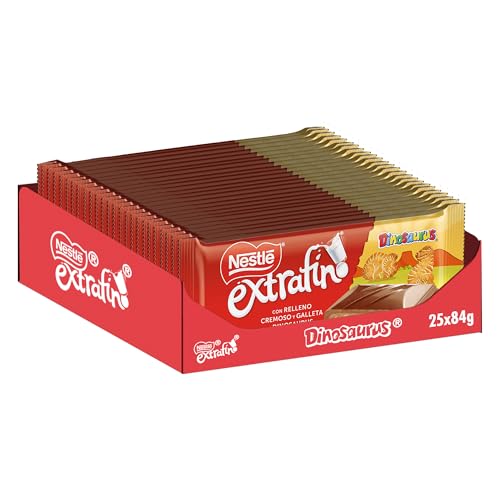 NESTLÉ EXTRAFINO Milk chocolate tablet and dinosaur cookie 25x84g