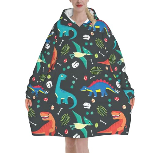 Couverture à capuche portable idée cadeau femme et adulte motif dinosaure