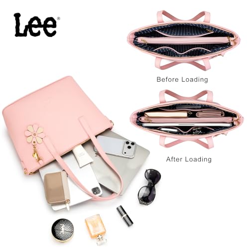 Lee Tote Bag for Women, Soft Vegan Leather Shoulder Bag with Adjustable Detachable Crossbody Strap, Work Handbag for Commute Travel LEE70-002PK by Montana West - Used condition - Image 6