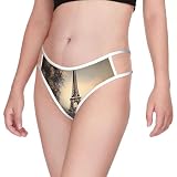 HCBPWVQA Romantic Paris Eiffel Tower Women's Thong Underwear Low Rise Sexy Thongs Panties Crisscross Strappy Bikini Briefs White