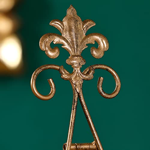 Wenbery 13.8" H Fleur-De-Lis Easel Stand,Metal Book Stand, Plate Holder Display Stand, Picture Frame Stand, Home Decor (Bronze) #TOP2