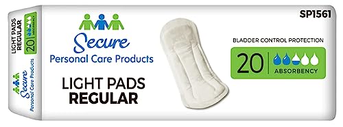 Secure Personal Care Bladder Control Pad 11 Inch Length Light Absorbency Regular Bag of 20