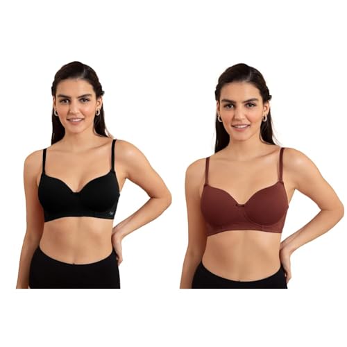 Image of NYKD Cotton Blend Women's T-Shirt Bra Pack of 2