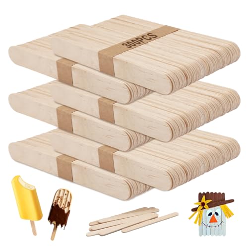 Lot de 300 Bâtonnets en Bois pour Bricolage, 15cm x 1,8cm, Abaisse-Langue, Bâton de Glace Naturel, Spatule Épilation, Décoration Intérieure, Créativité