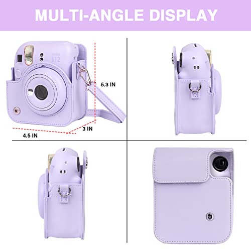 Funda para cámara Fujifilm Instax Mini 12, cuero PU lila miniatura 5