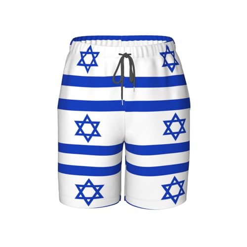 Israeli Flag Youth Beach Pants, Soft and Breathable, with Drawstring Waist, Suitable for Sports and Leisure.