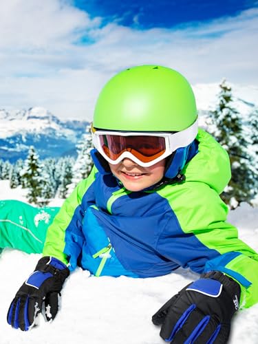 Image of SATINIOR 2 Pairs Kids Waterproof Winter Snow Gloves Ski Gloves for Boy Girl Outdoor Warm Thickening Snowboard