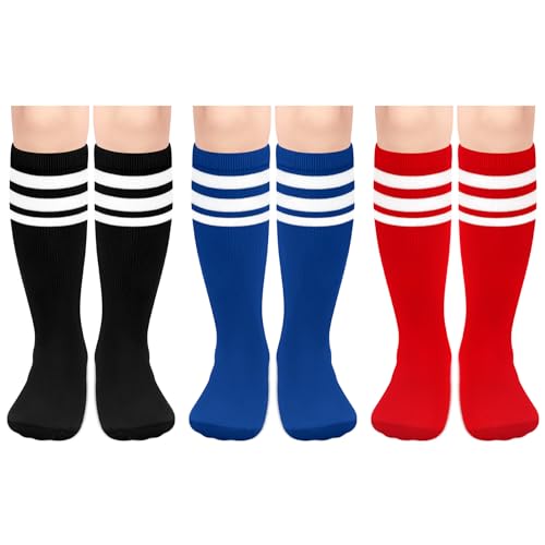 Image of Olreco 3 Pack Toddler Soccer Socks Kids Baseball Socks Boys Girls Softball Sock Youth Football Sock Athletic Accessories