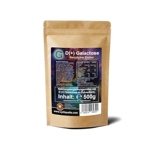 D(+) Galactose 500 g Pulver - hochrein 99,8% - Schweizer Markenqualität - aus Akazie fermentiert - Hirnzucker, Schleimzucker - hohe Löslichkeit - gezielte Unterstützung mentale Energie