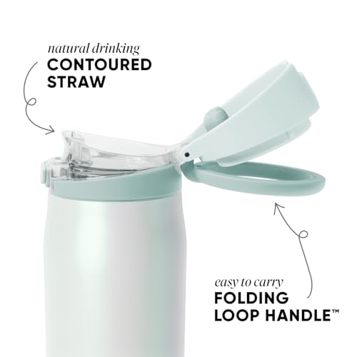 Image of Simple Modern Water Bottle with Straw & Handle | 30oz | Pearlescent | Mesa Loop Insulated Water Bottle for School, Sports, Travel | Leak Proof, Stainless Steel | Spring Air Pearl