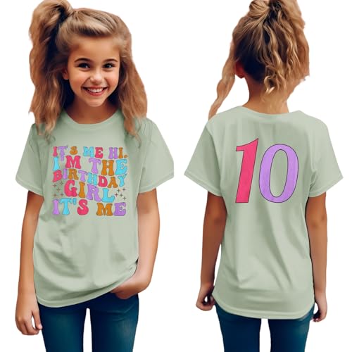 Image of Its Me Hi Im The Birthday Girl Its Me Birthday Girl Shirt Kid B-Day T-Shirt Party Tee Outfit Short Sleeve Tops 6-12Y
