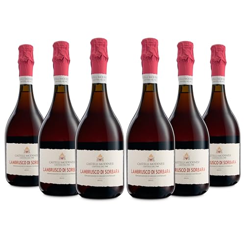Cantina Castelli Modenesi Lambrusco Di Sorbara Doc, Gusto Fresco, Frizzante Con Retrogusto Di Frutti Rossi, Profumo Fruttato E Intenso, 11 Per Cento Volume, Rosso, 6 Bottiglie Da 750 ml