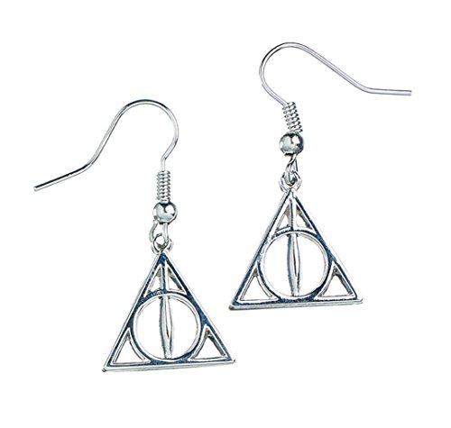 Harry Potter pendientes Reliquias de la muerte plateado longitud
