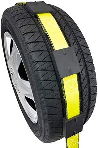Miniatura 6 de Mytee Products Paquete de 4 correas de transporte de automóvil de 2 pulgadas x 9 pies para remolque con trinquete, gancho giratorio en J y bloque de