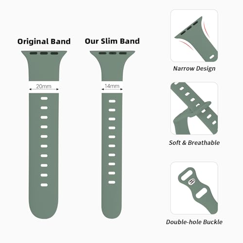Image of Thin Silicone Band Compatible with Apple Watch 41mm 38mm 40mm 46mm 45mm 42mm 44mm, Slim Narrow Replacement Sport Strap Wristband for iWatch Series 11 10 9 8 7 6 5 4 SE Ultra 3 2 1 Women Men
