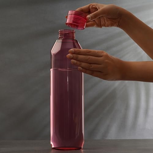 Image of Nayasa Space Plastic Water Bottle 1150 ml | Set of 5 | BPA-Free Fridge Bottle for Home, Office, School, Gym | Leak-Proof & Durable | Red