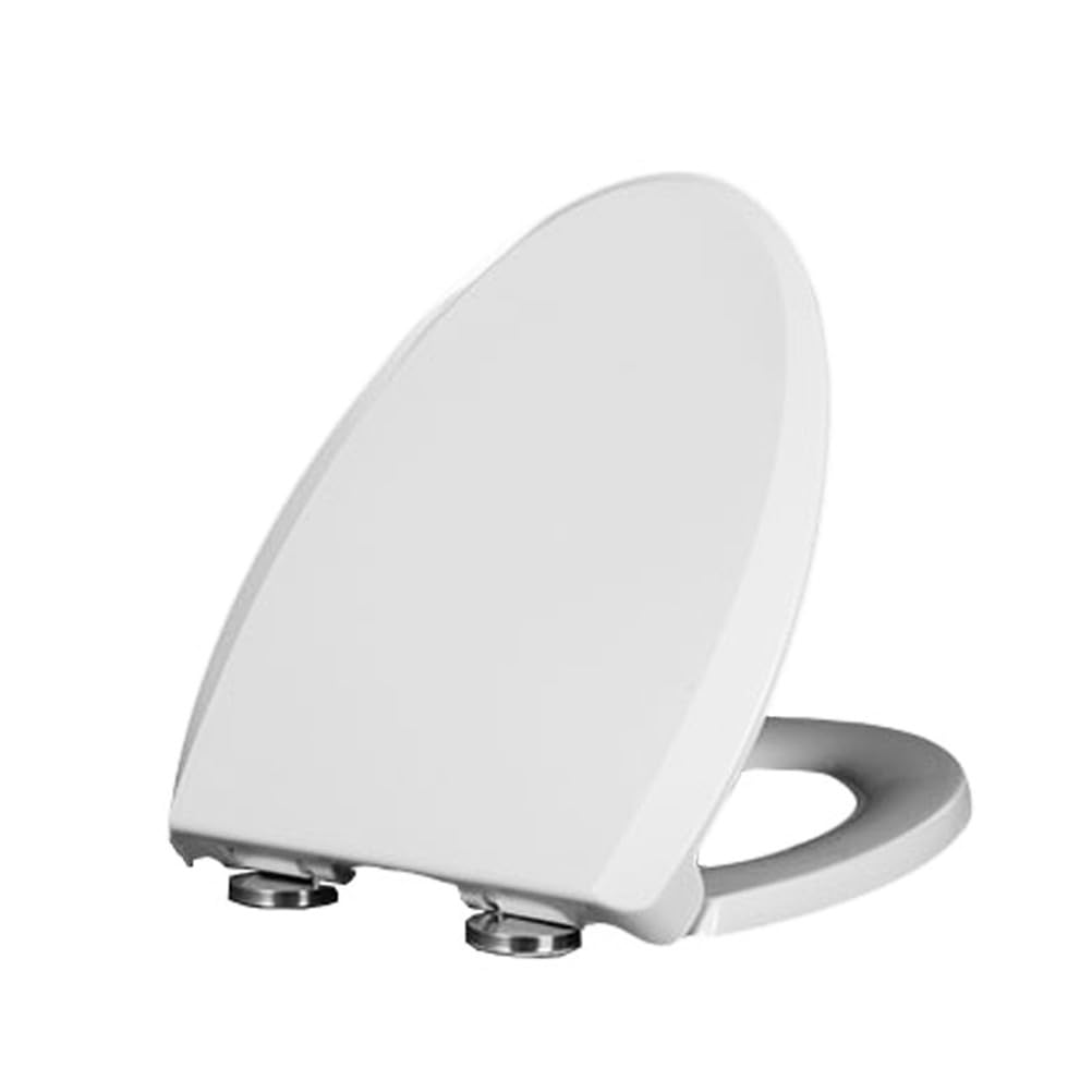 WC-Sitz mit Absenkautomatik, Schnellverschluss, oben fixiert, passend für Standard-Toiletten, langlebiges PP-Material, einfache Installation, weiß, 38,5 x 46 cm, perfekt für moderne Badezimmer und