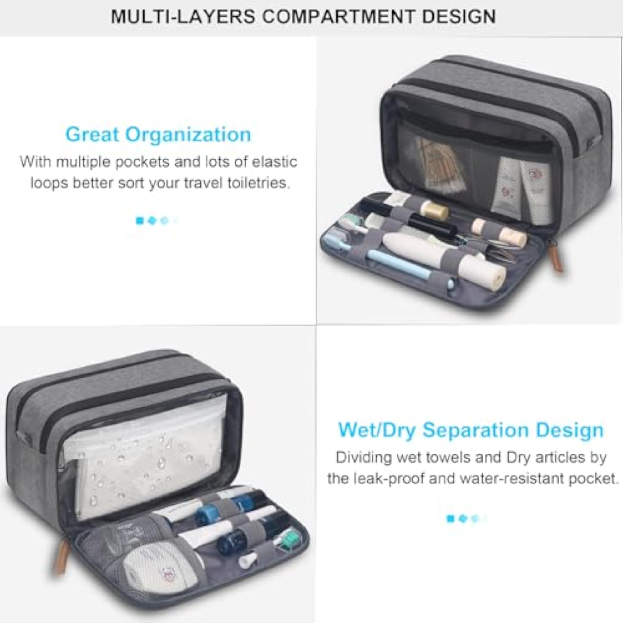 Men's Water-Resistant Toiletry Bag, Dopp Kit
