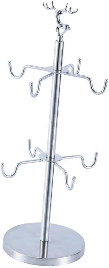 Mug Holder Tree, Coffee Mug Rack Stand, Coffee Bar Accessory, Professional with 8 Hooks for Room, Silver