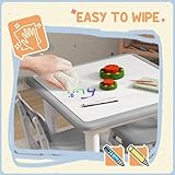 AIYAPLAY Kids Table and Chair Set, 3 Pcs Height Adjustable Activity Table Set with 2 Chairs, Easy to Wipe Arts & Crafts Table, for Classrooms, Daycares, Homes - Grey - Image 5