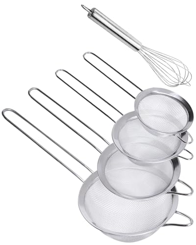 Opiniones y reviews de Colador acero inoxidable los más recomendados. 47 MAIXONIC Coladores de Malla Fina con Mango Largo 4 piezas,Batidor Globo,Piezas Coladores de Cocina, Coladores de Acero Inoxidable, Verduras y Té, Accesorios de Cocina, Fácil de...